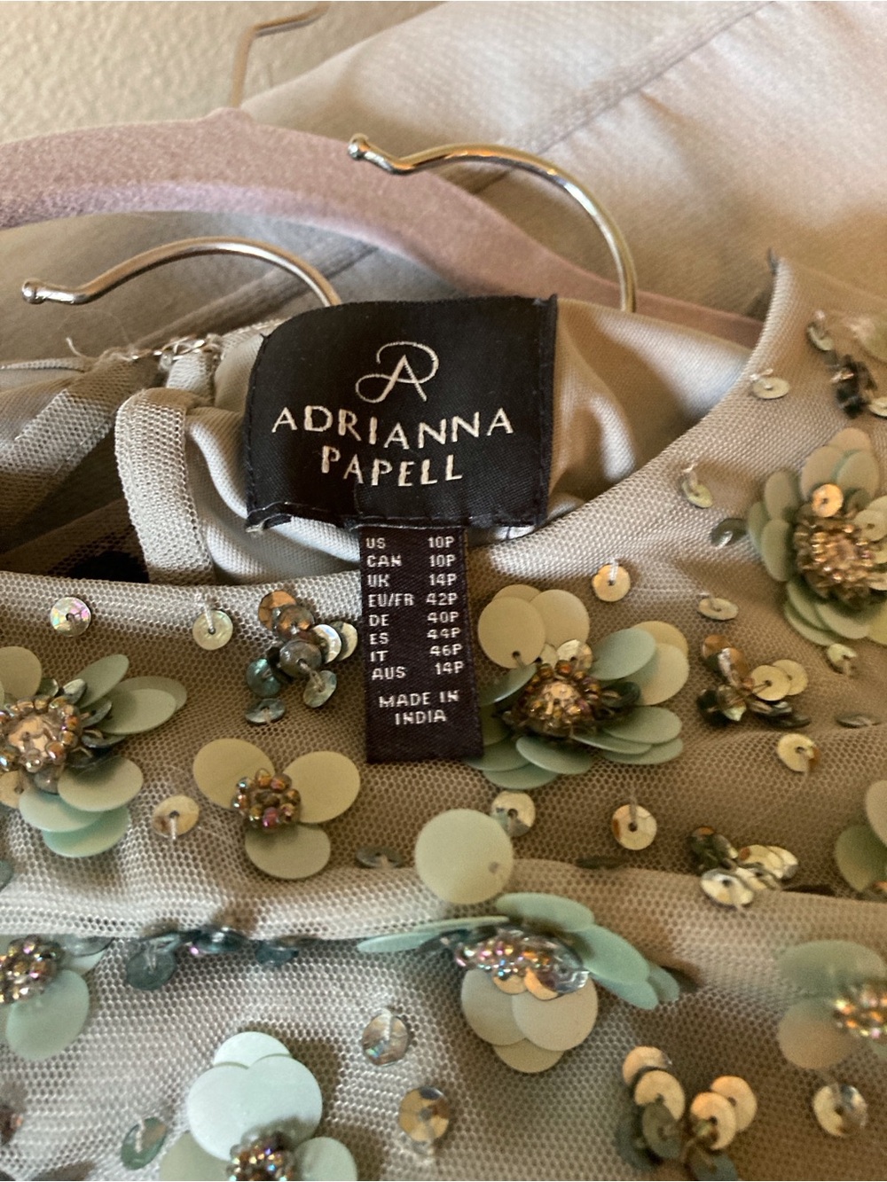 Adrianna Papell Mother of the Bride Sequin Floral Appliqué Gown 10P - Picture 7 of 8